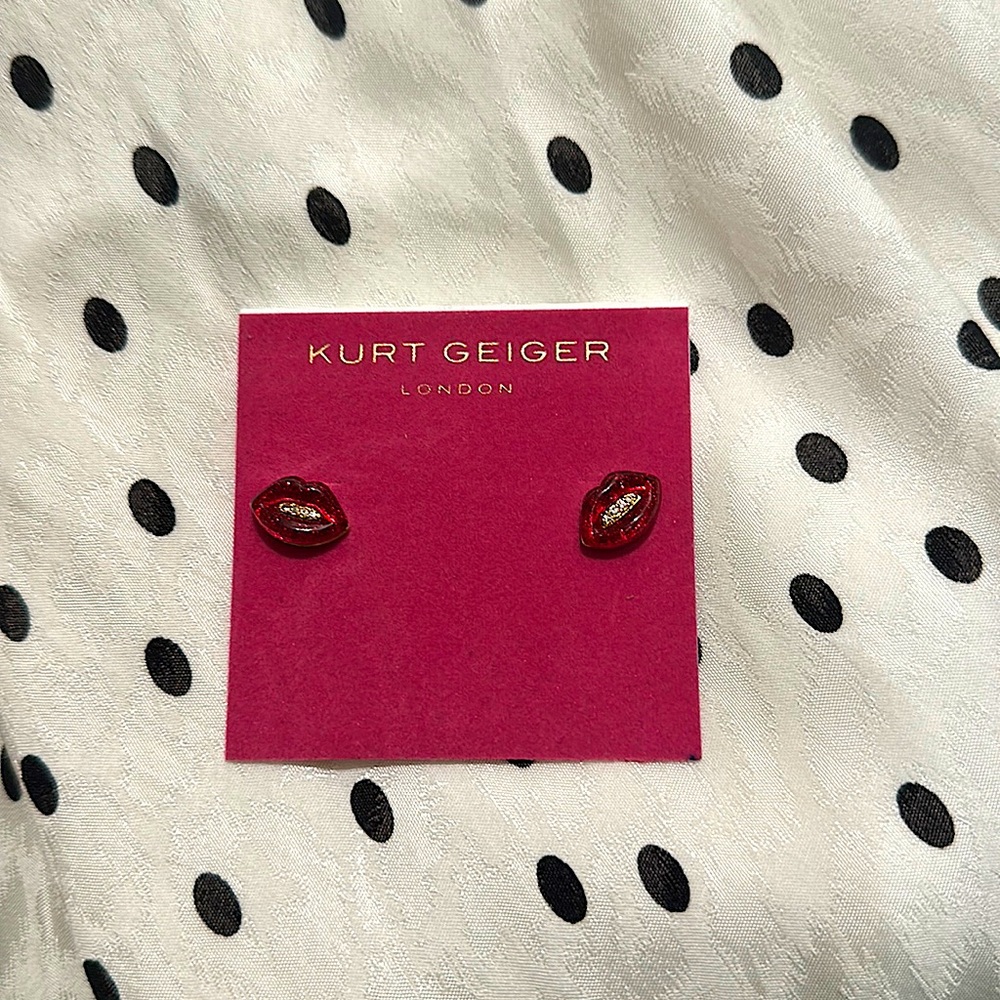 NWT Kurt Geiger London red lips earrings
